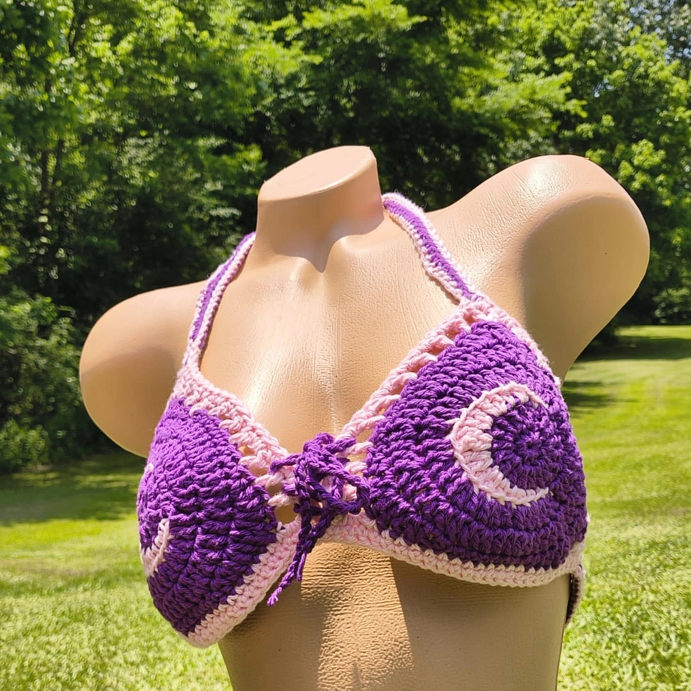 Purple Crochet Bikini Top